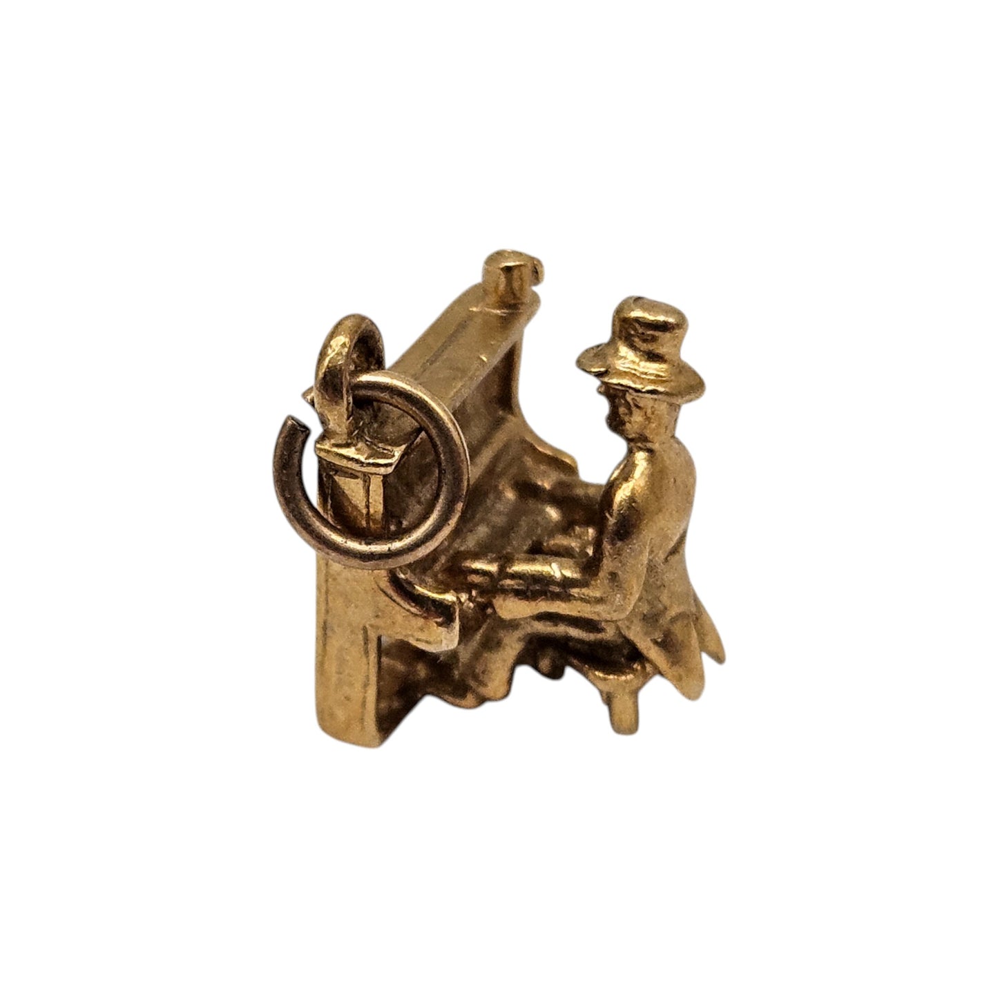 9ct 375 Yellow Gold Piano Player Charm 1978 L 1.1 cm 2.7 g.