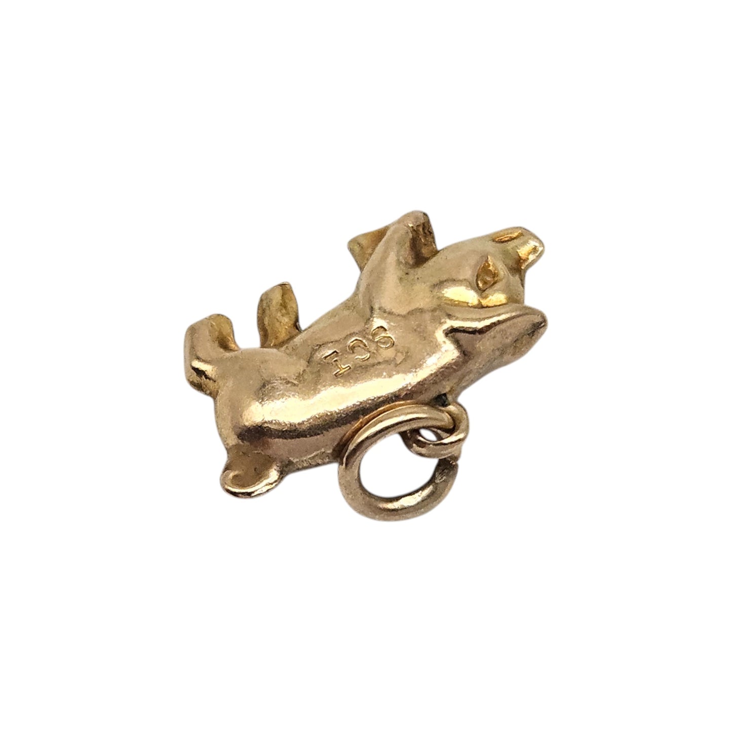 9ct Yellow Gold Pig Charm c.1960's L 1.4 cm 0.7 g.