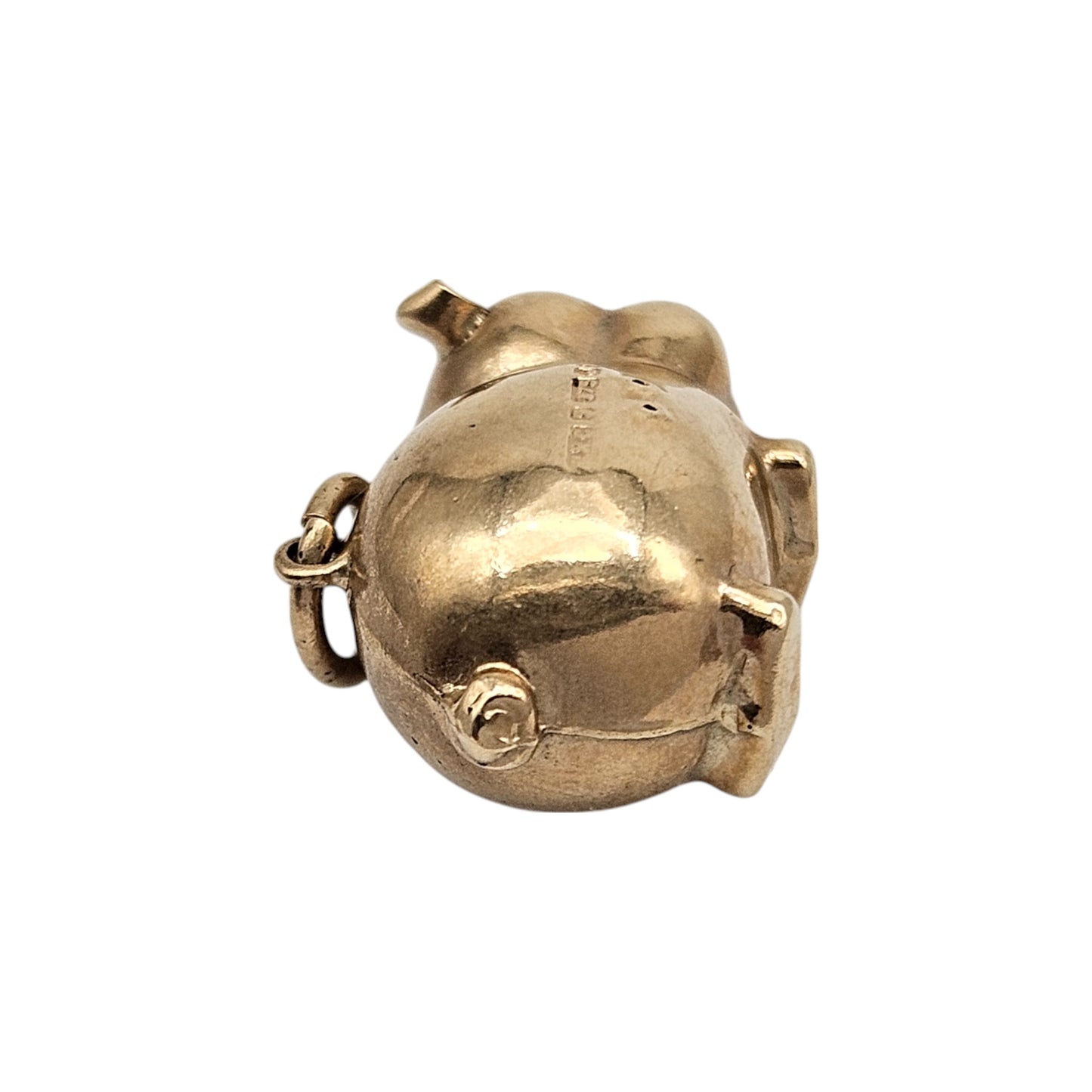 Cute 9ct 375 Yellow Gold Pig Charm 1970 L 1.7 cm 1.2 g.