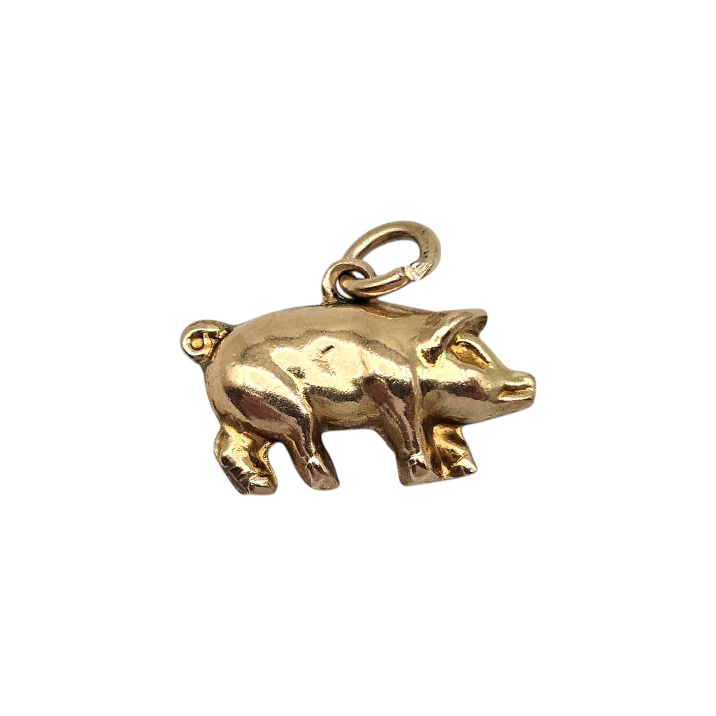 9ct Yellow Gold Pig Charm c.1960's L 1.4 cm 0.7 g.