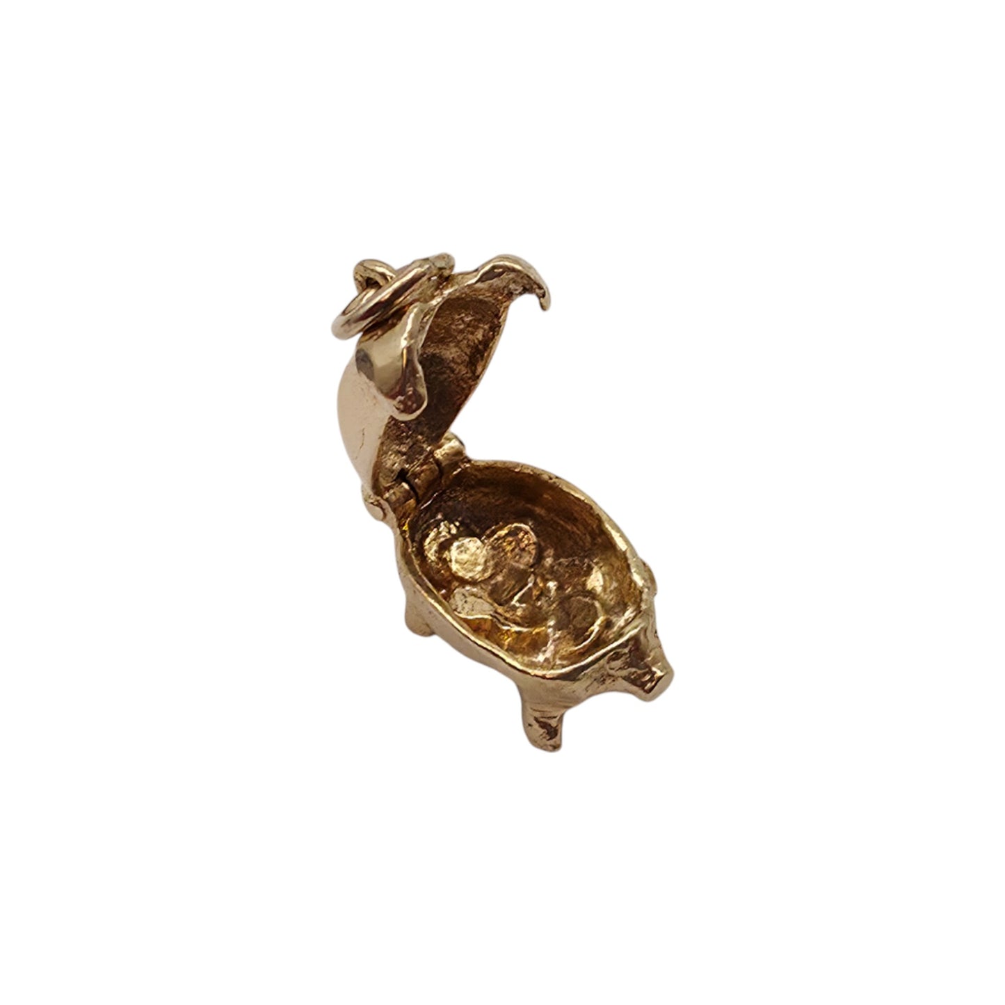9ct 375 Yellow Gold Piggy Bank Opening Charm 1975 L 1.3 cm 2.6 g.