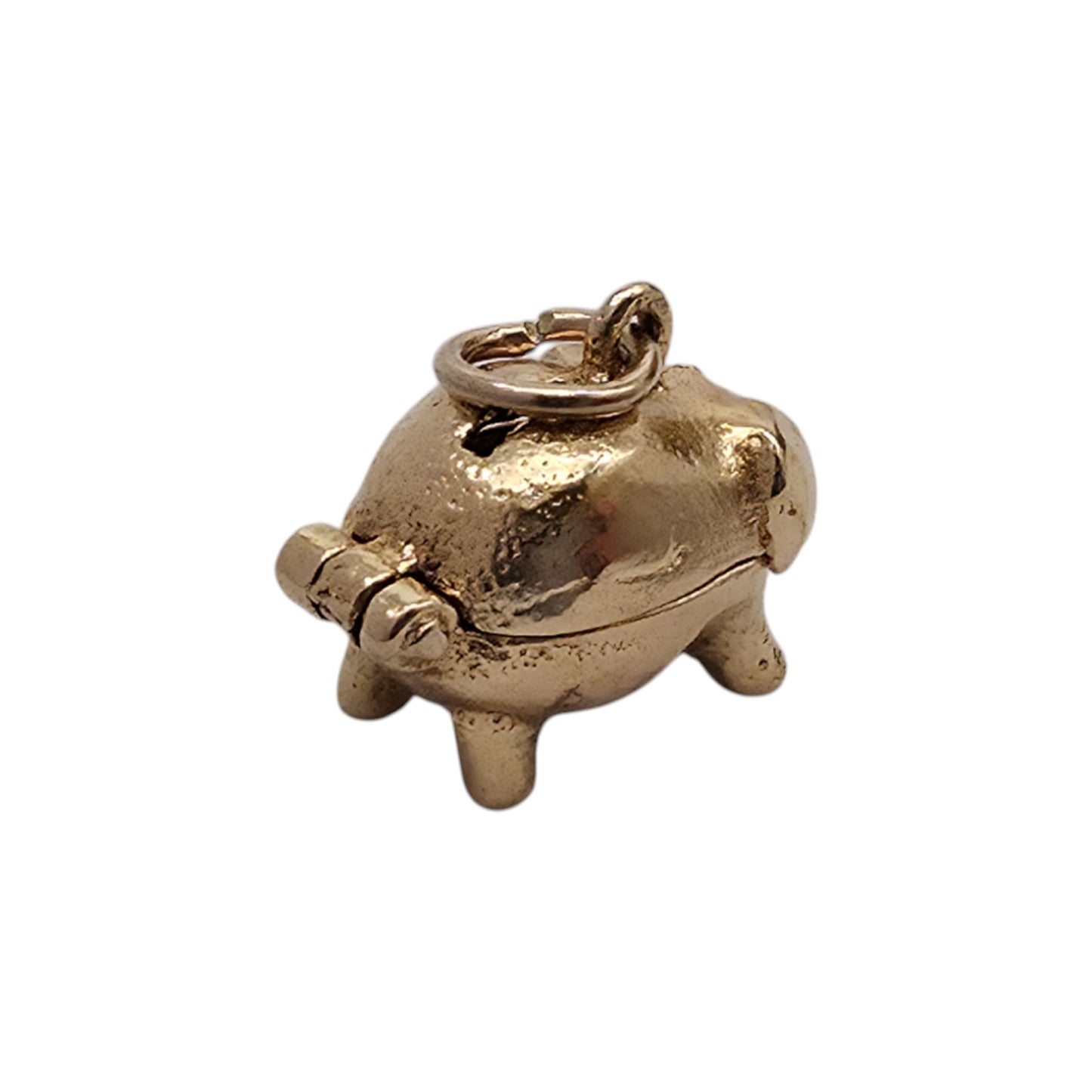 9ct 375 Yellow Gold Piggy Bank Opening Charm 1975 L 1.3 cm 2.6 g.