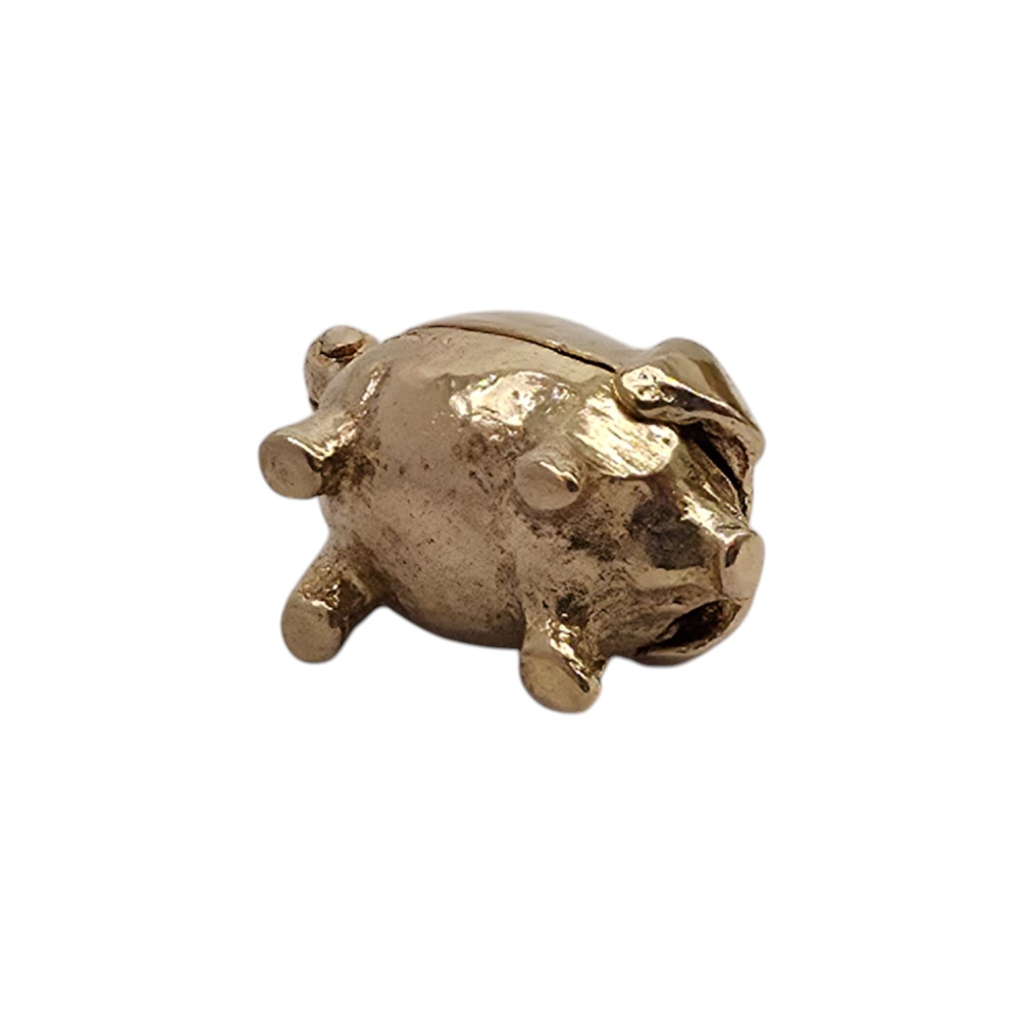 9ct 375 Yellow Gold Piggy Bank Opening Charm 1975 L 1.3 cm 2.6 g.