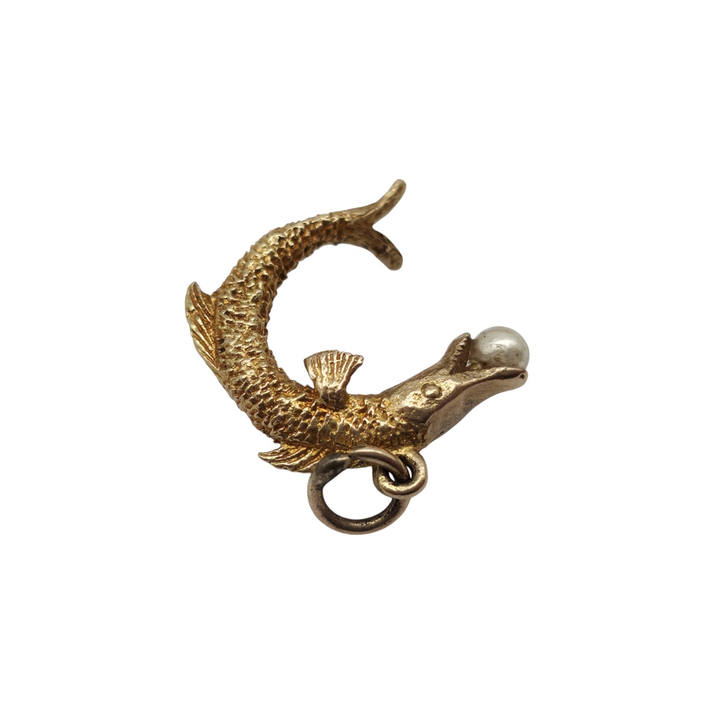 9ct 375 Yellow Gold Pike Fish Charm 1958 L 1.5 cm 2.3 g.