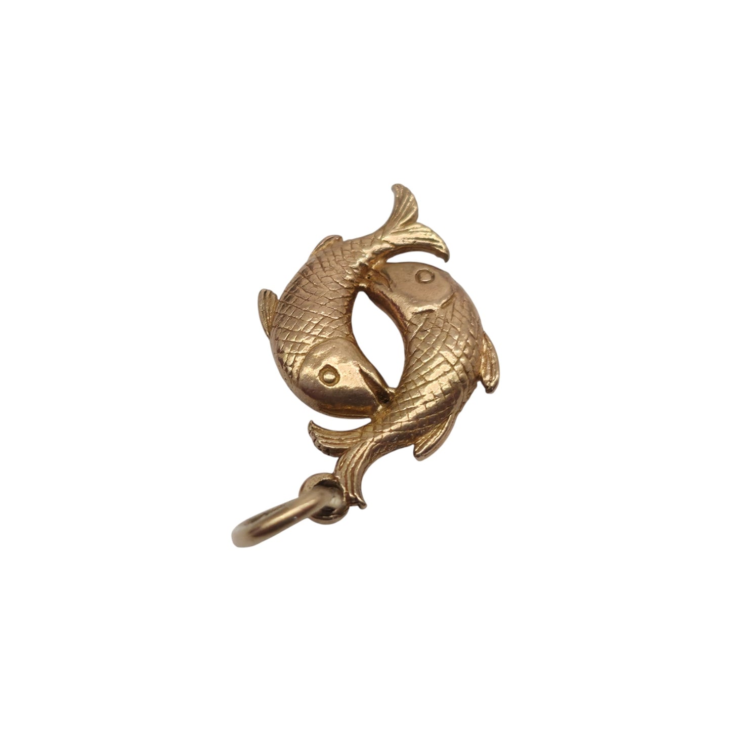 9ct 375 Yellow Gold Pisces Charm 1957 L 1.6 cm 1.6 g.