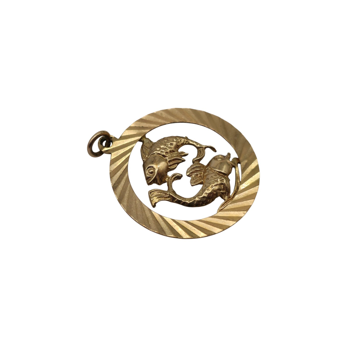 9ct 375 Yellow Gold Pisces Charm 1974 L 2.4 cm 2.3 g.