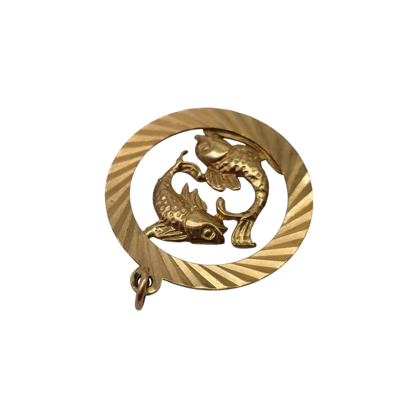 9ct 375 Yellow Gold Pisces Charm 1974 L 2.4 cm 2.3 g.