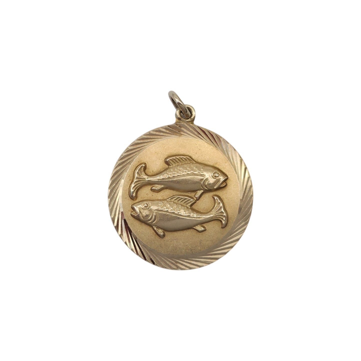 9ct 375 Yellow Gold Pisces Charm 1973 L 1.9 cm 3.9 g.