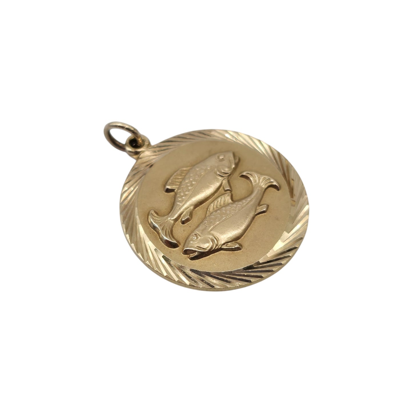 9ct 375 Yellow Gold Pisces Charm 1973 L 1.9 cm 3.9 g.