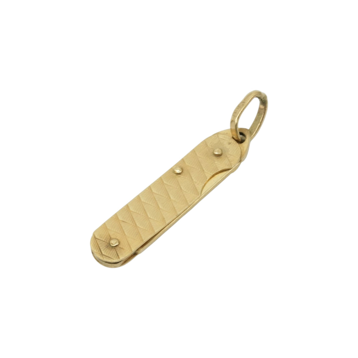 Unoaerre 9ct 375 Yellow Gold Pocket Knife Opening Charm c.1978 L 4.3 cm 2.5 g.