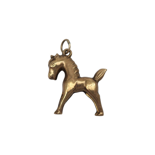 9ct 375 Yellow Gold Pony Charm 1975 L 1.9 cm 1.1 g.