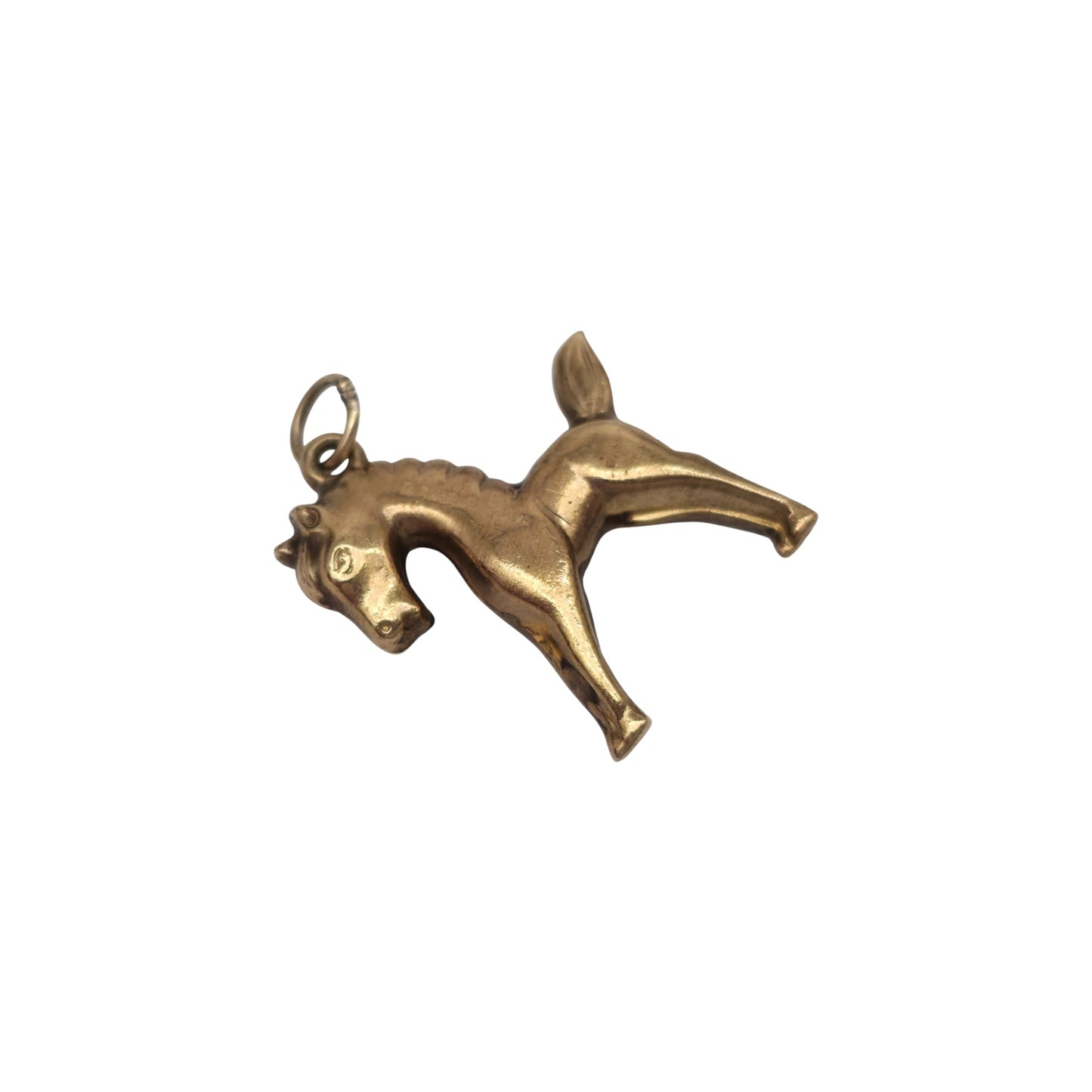 9ct 375 Yellow Gold Pony Charm 1975 L 1.9 cm 1.1 g.