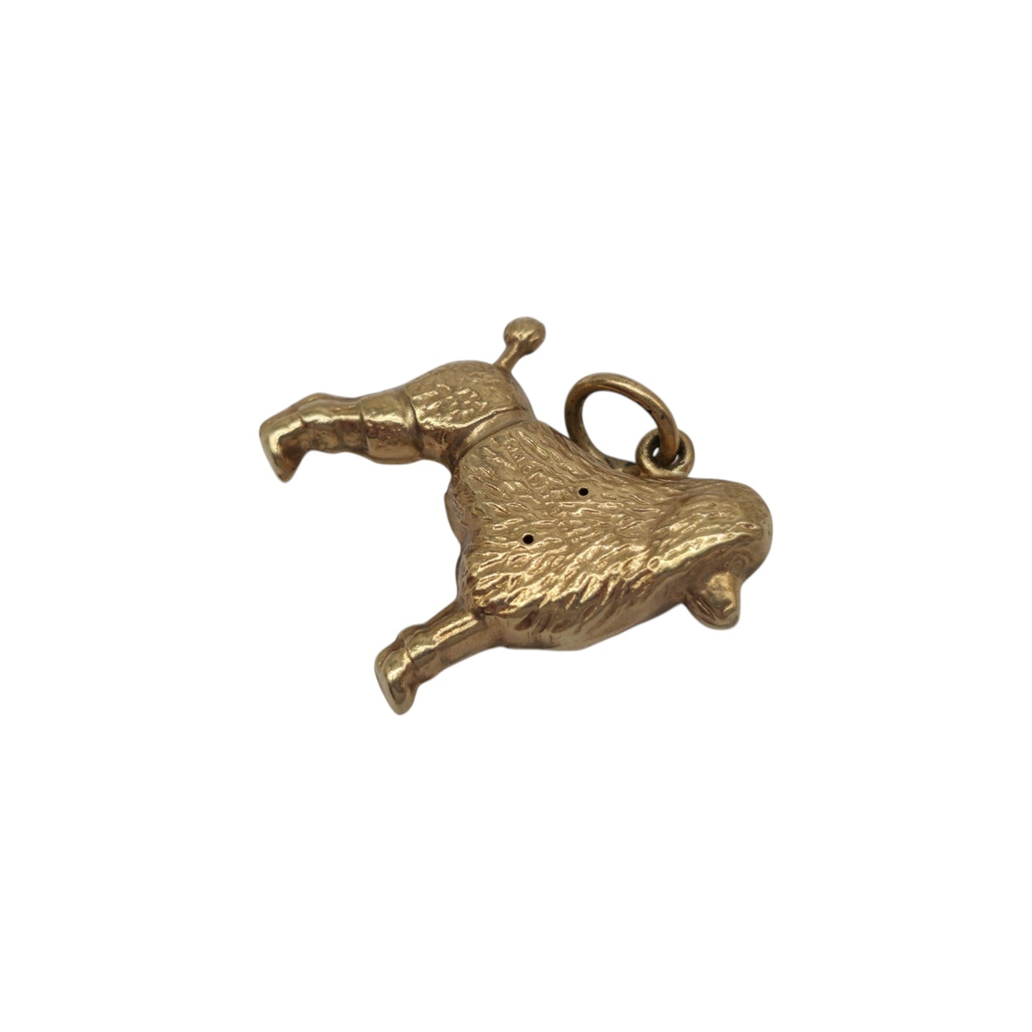 9ct 375 Yellow Gold Poodle Dog Charm 1964 L 1.8 cm 0.9 g.