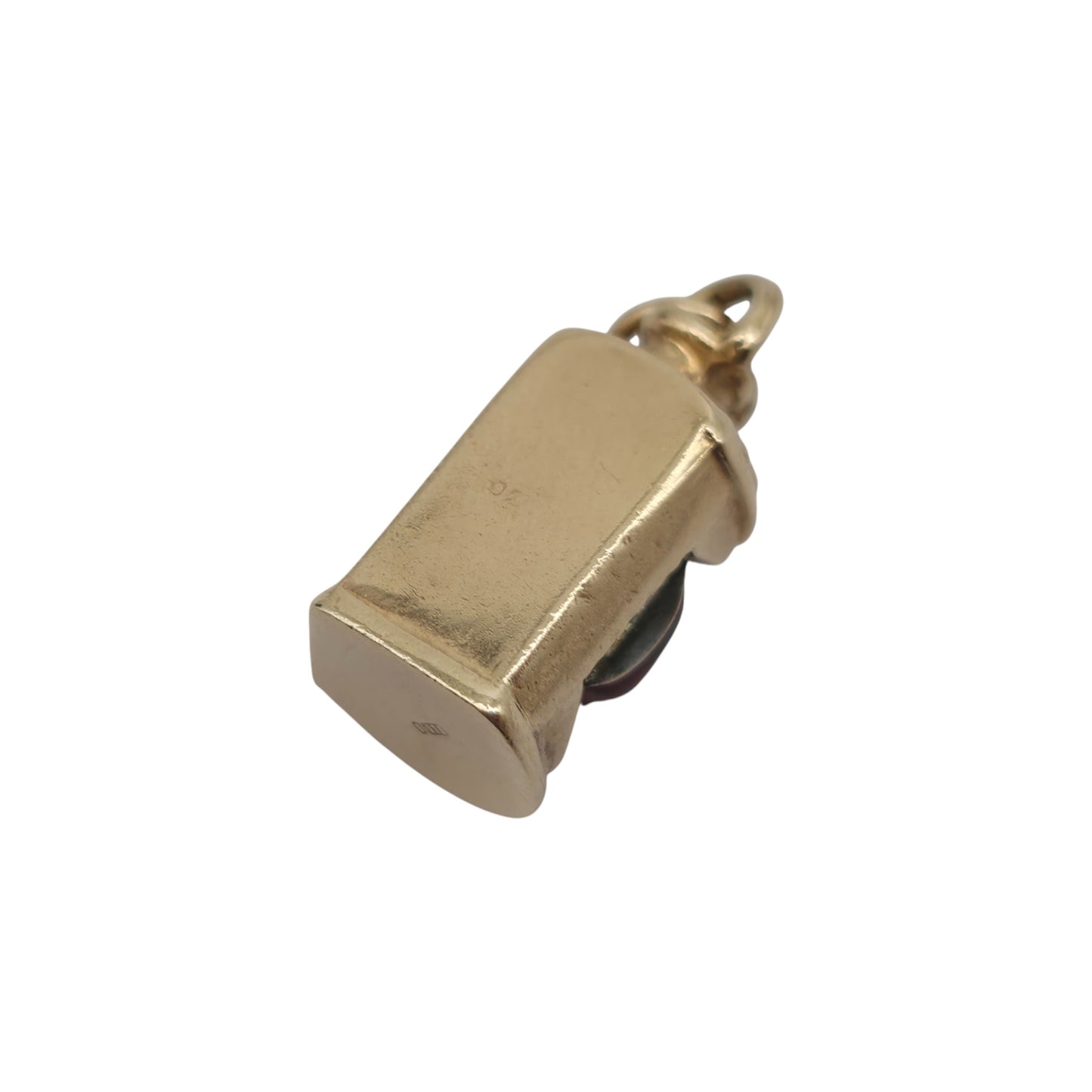 9ct 375 Yellow Gold Red Port Light Charm c.1960's L 1.8 cm 1.4 g.