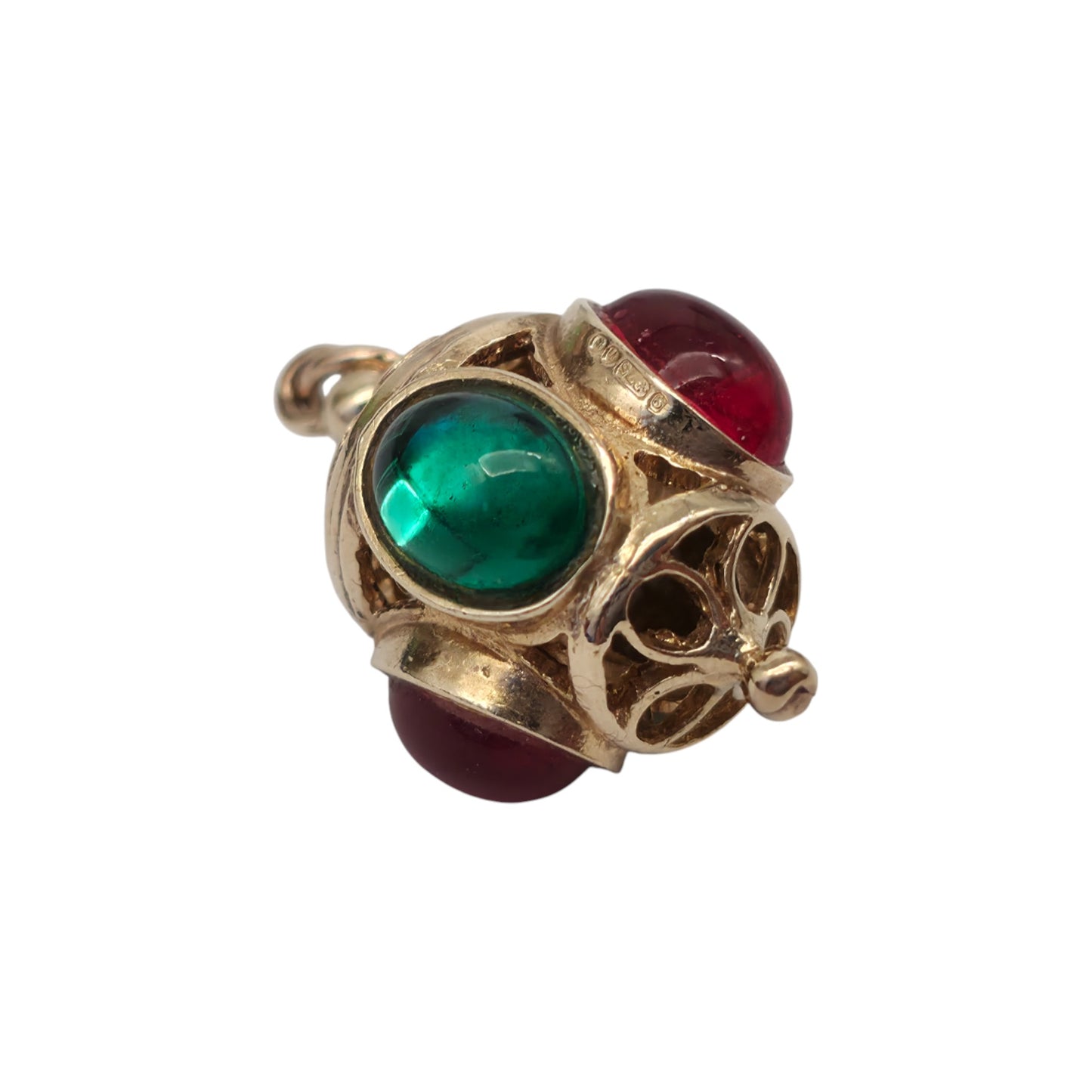 9ct 375 Yellow Gold Port Starboard Light Charm 1968 L 2.1 cm 4.6 g.