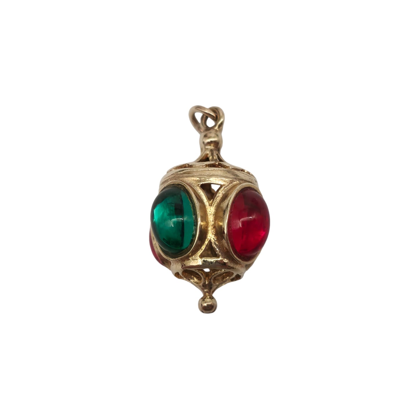 9ct 375 Yellow Gold Port Starboard Light Charm 1968 L 2.1 cm 4.6 g.