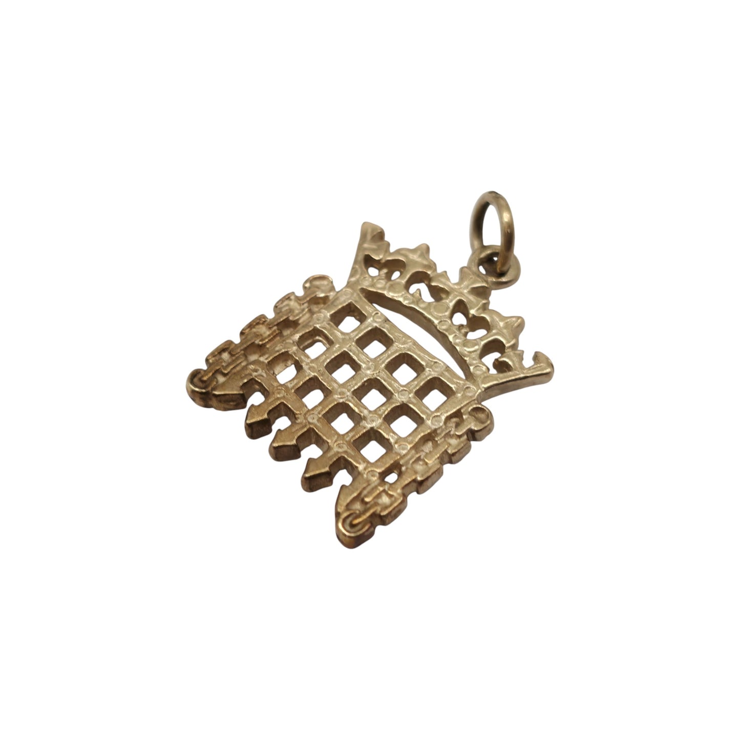 9ct 375 Yellow Gold Portcullis Charm L 1.5 cm 2.5 g.