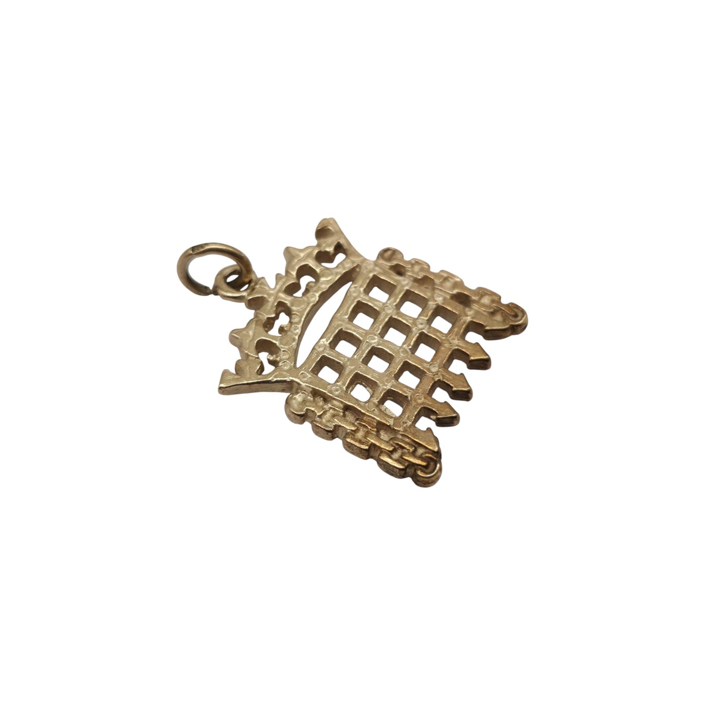 9ct 375 Yellow Gold Portcullis Charm L 1.5 cm 2.5 g.