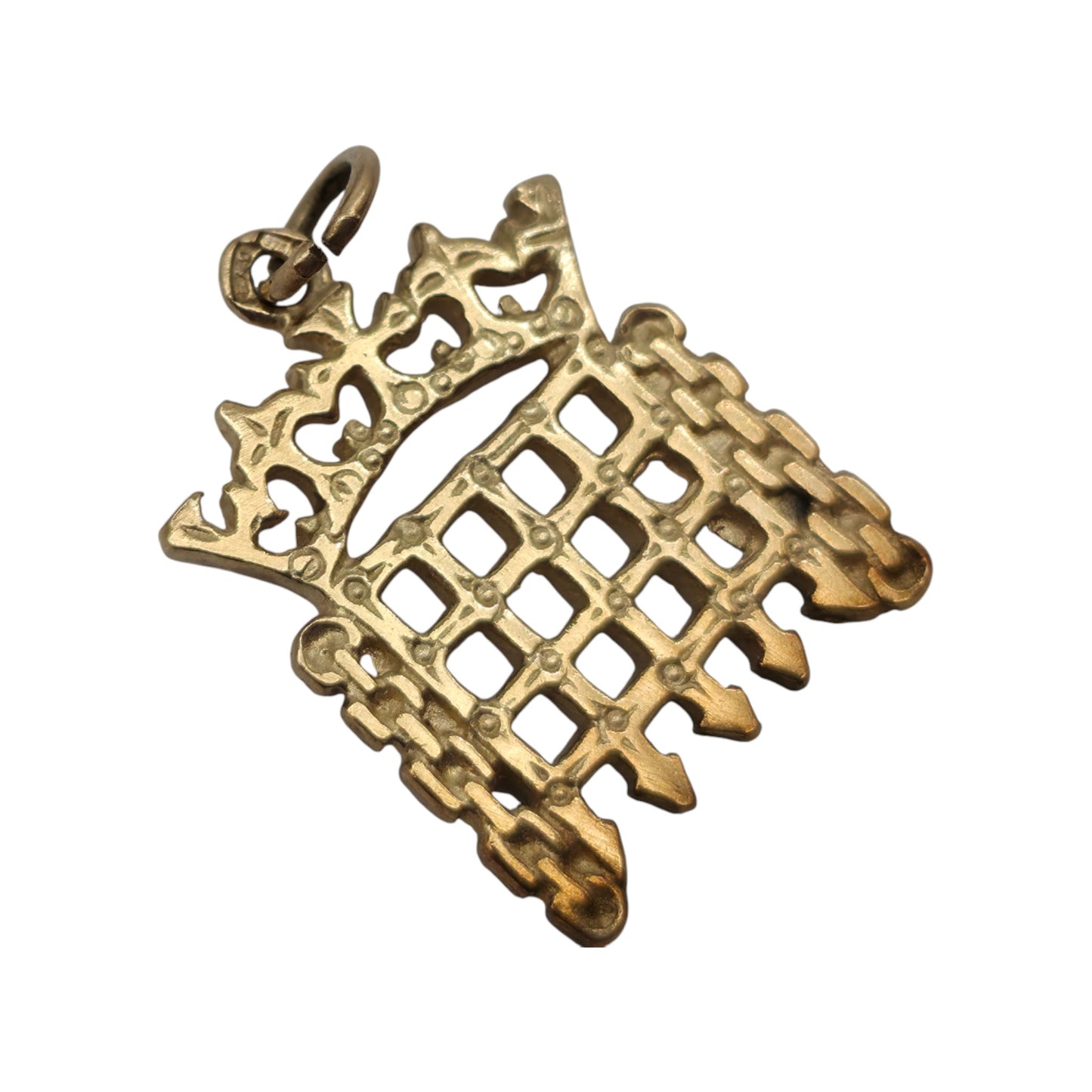 9ct 375 Yellow Gold Portcullis Charm L 1.5 cm 2.5 g.