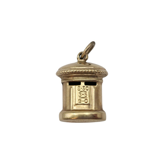 9ct 375 Yellow Gold Post Box Charm 1971 L 1.2 cm 1.0 g.
