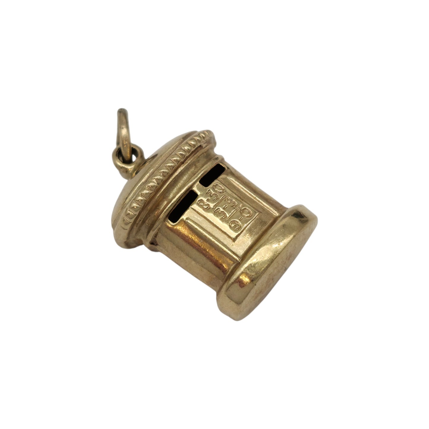 9ct 375 Yellow Gold Post Box Charm 1971 L 1.2 cm 1.0 g.