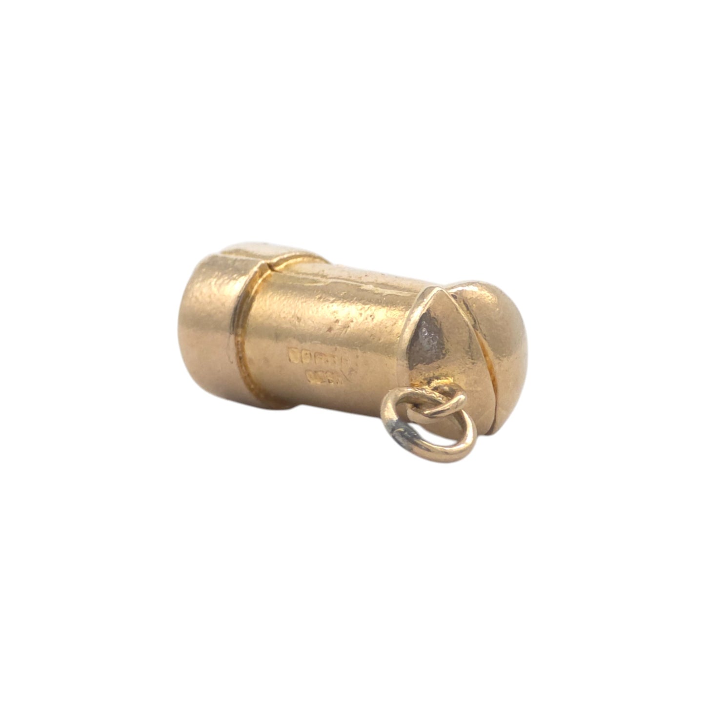 9ct 375 Yellow Gold Postman "Happy Birthday" Opening Charm 1959 L 1.6 cm 2.8 g.