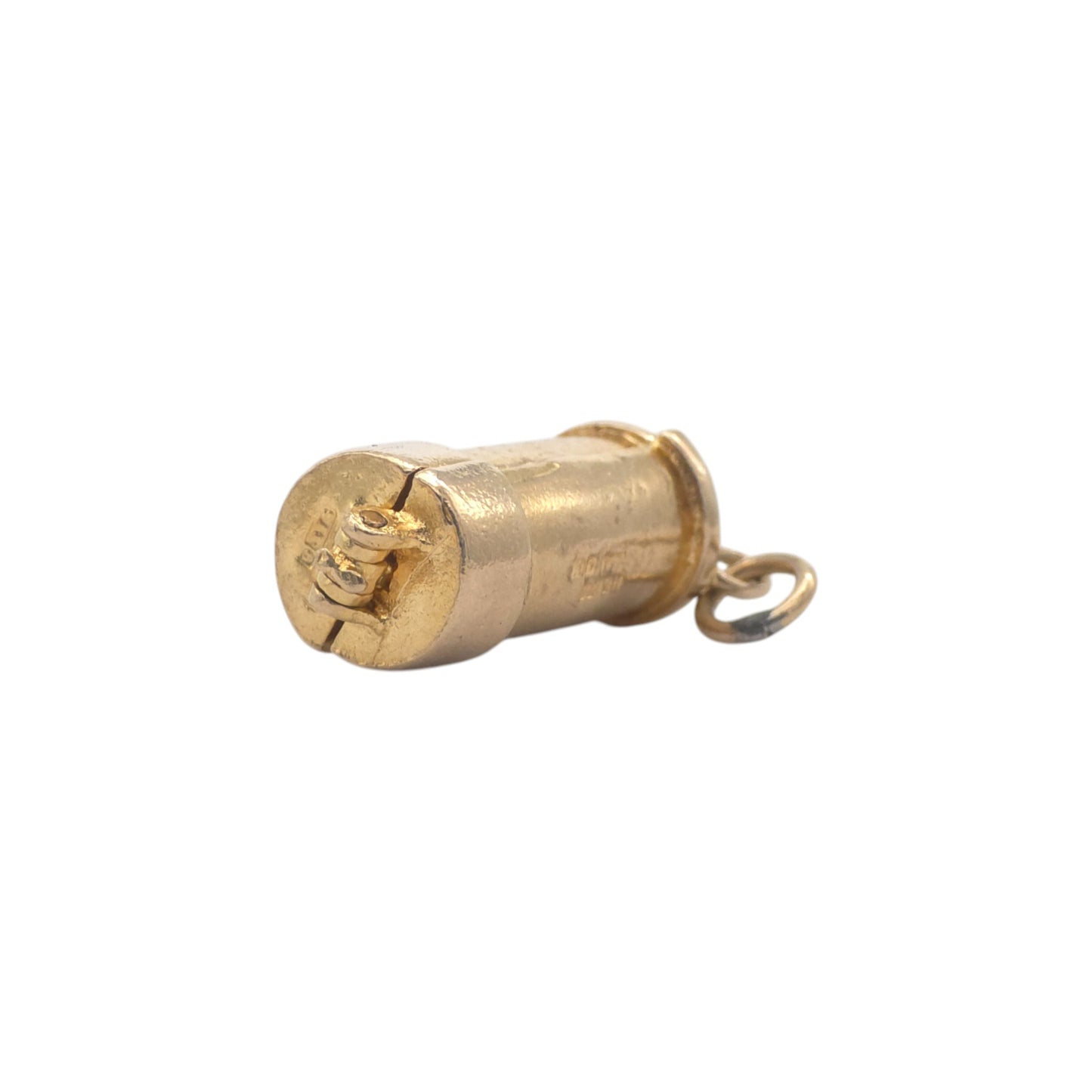 9ct 375 Yellow Gold Postman "Happy Birthday" Opening Charm 1959 L 1.6 cm 2.8 g.