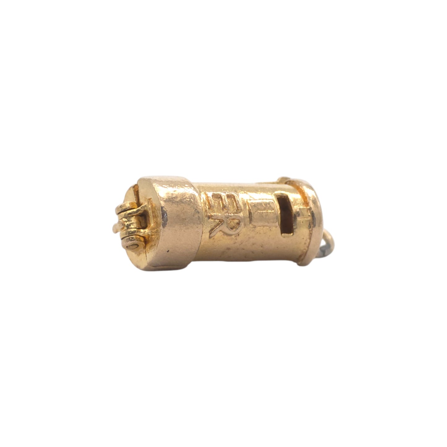 9ct 375 Yellow Gold Postman "Happy Birthday" Opening Charm 1959 L 1.6 cm 2.8 g.