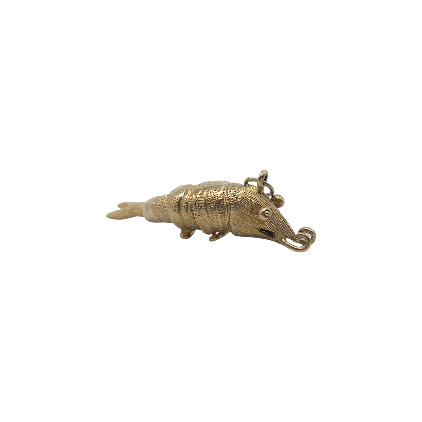 Heavy 9ct 375 Yellow Gold Articulated Prawn Charm 1968 L 4.1 cm 7.8 g.