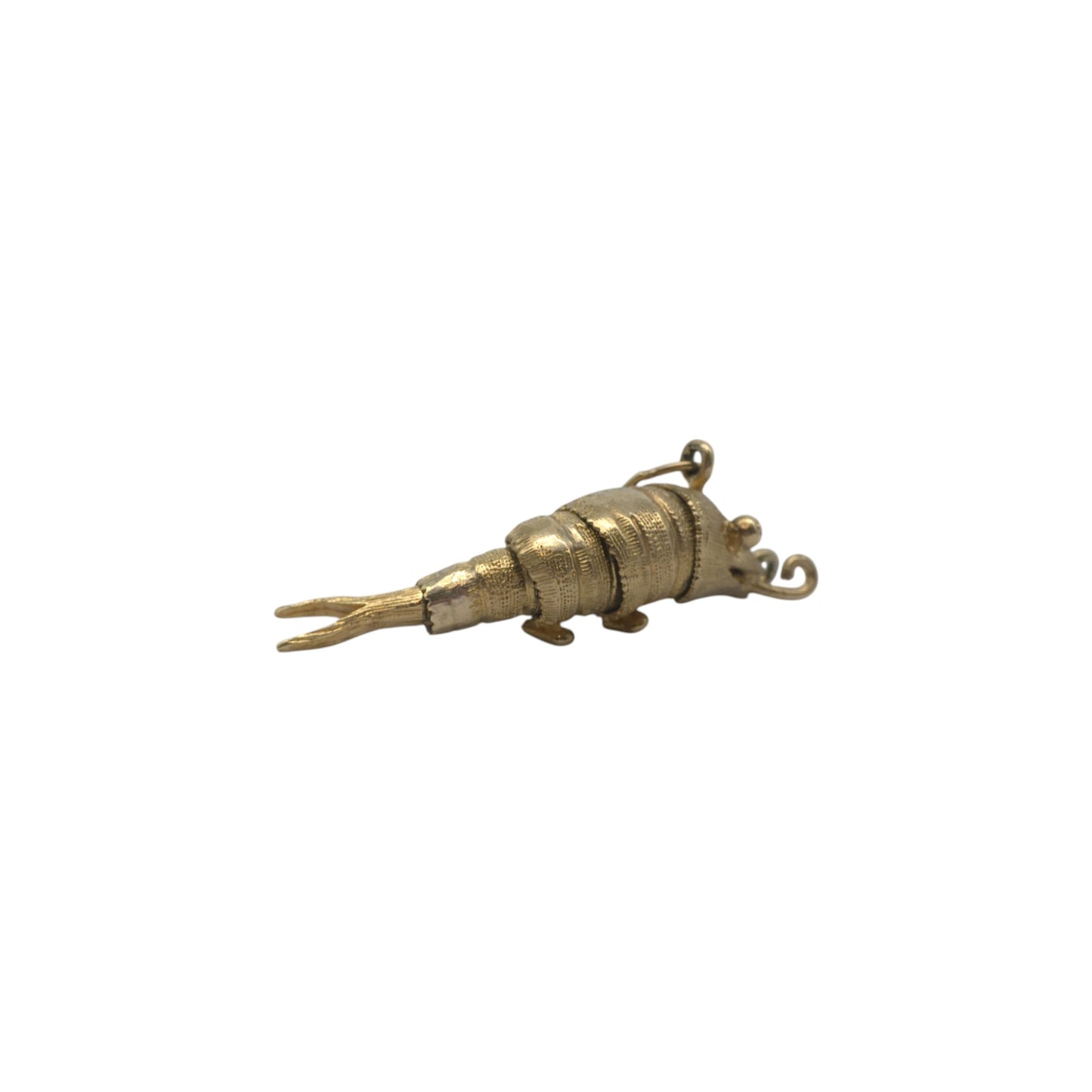 Heavy 9ct 375 Yellow Gold Articulated Prawn Charm 1968 L 4.1 cm 7.8 g.