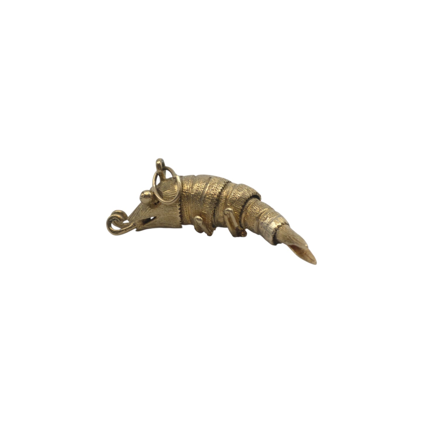 Heavy 9ct 375 Yellow Gold Articulated Prawn Charm 1968 L 4.1 cm 7.8 g.