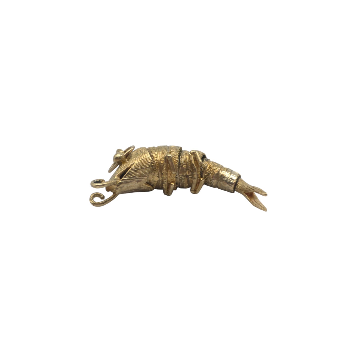 Heavy 9ct 375 Yellow Gold Articulated Prawn Charm 1968 L 4.1 cm 7.8 g.