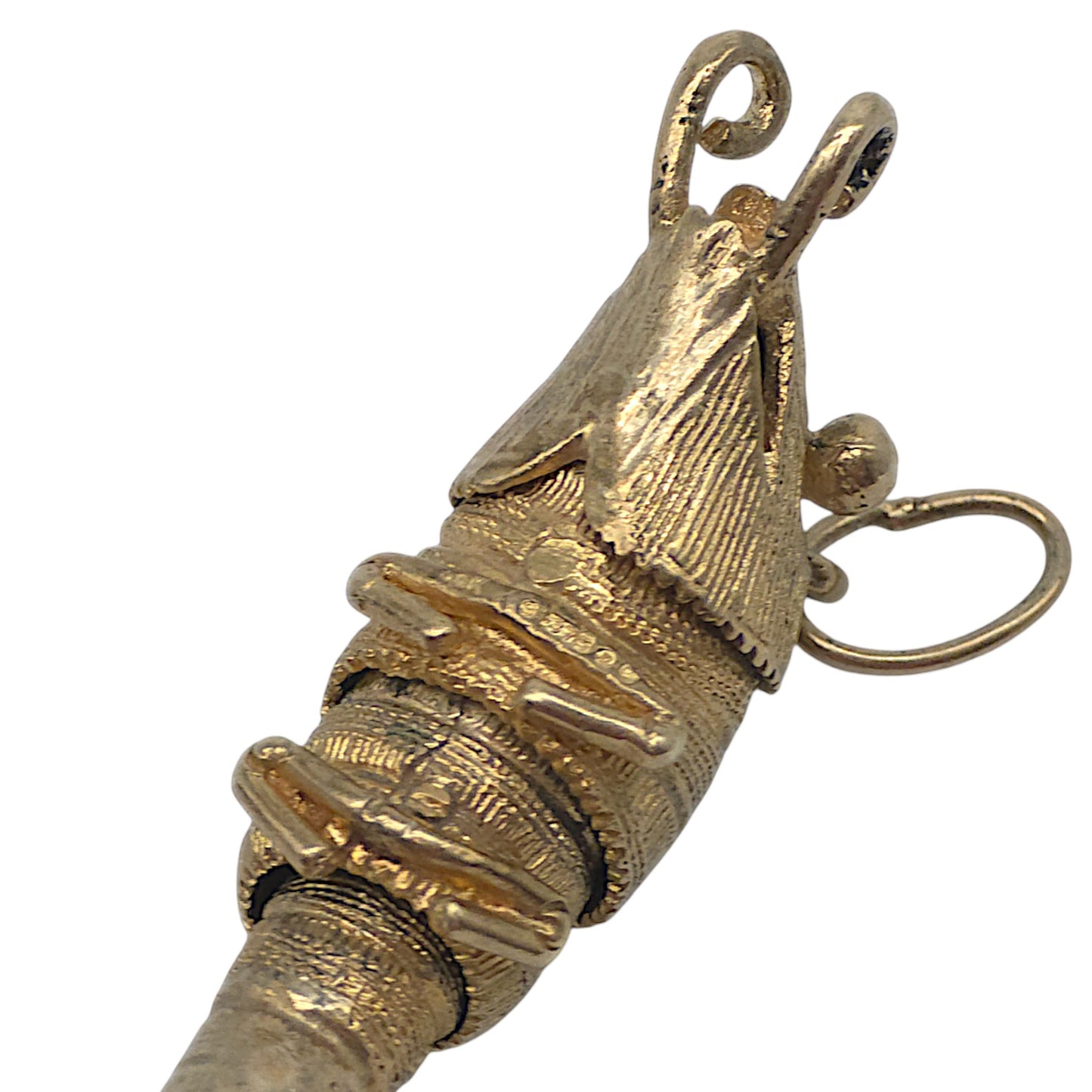 Heavy 9ct 375 Yellow Gold Articulated Prawn Charm 1968 L 4.1 cm 7.8 g.