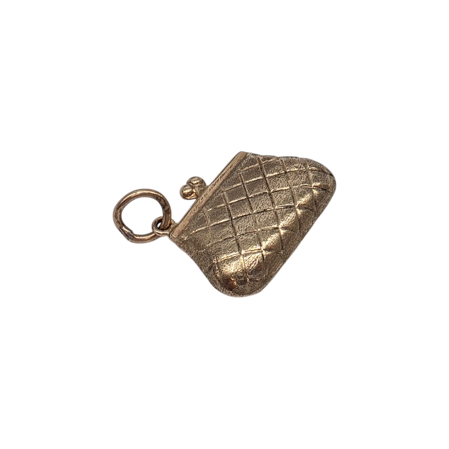 9ct 375 Yellow Gold Purse Charm 1973 L 1.6 cm 1.1 g.