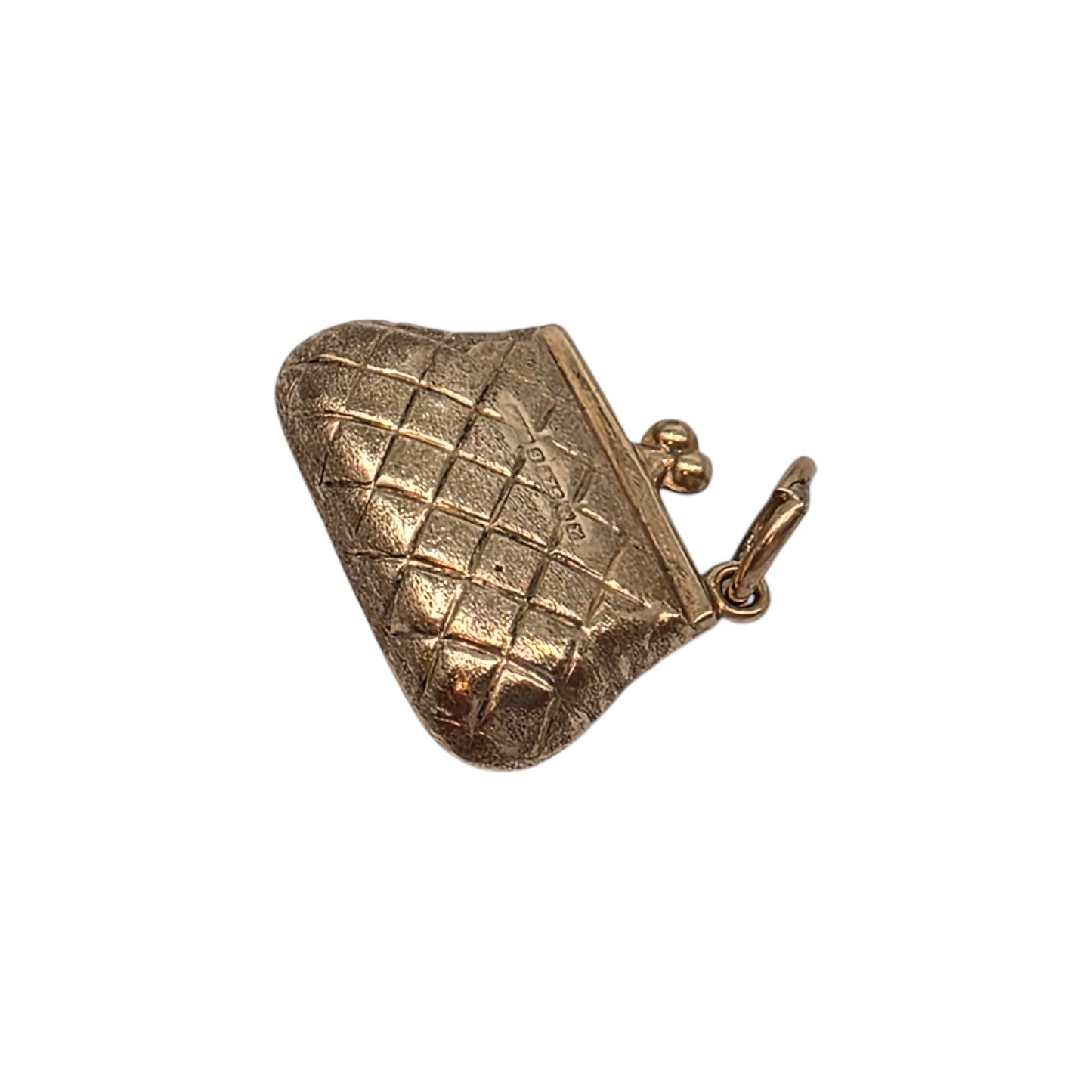 9ct 375 Yellow Gold Purse Charm 1973 L 1.6 cm 1.1 g.