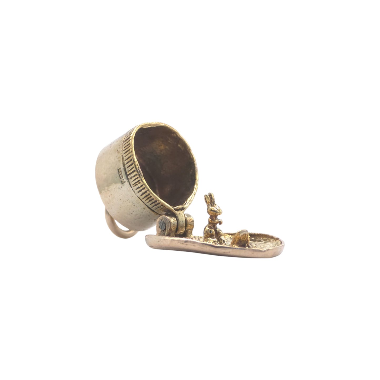 9ct 375 Yellow Gold Rabbit Inside Magic Hat Opening Charm 1963 L 1.5 cm 4.0 g.