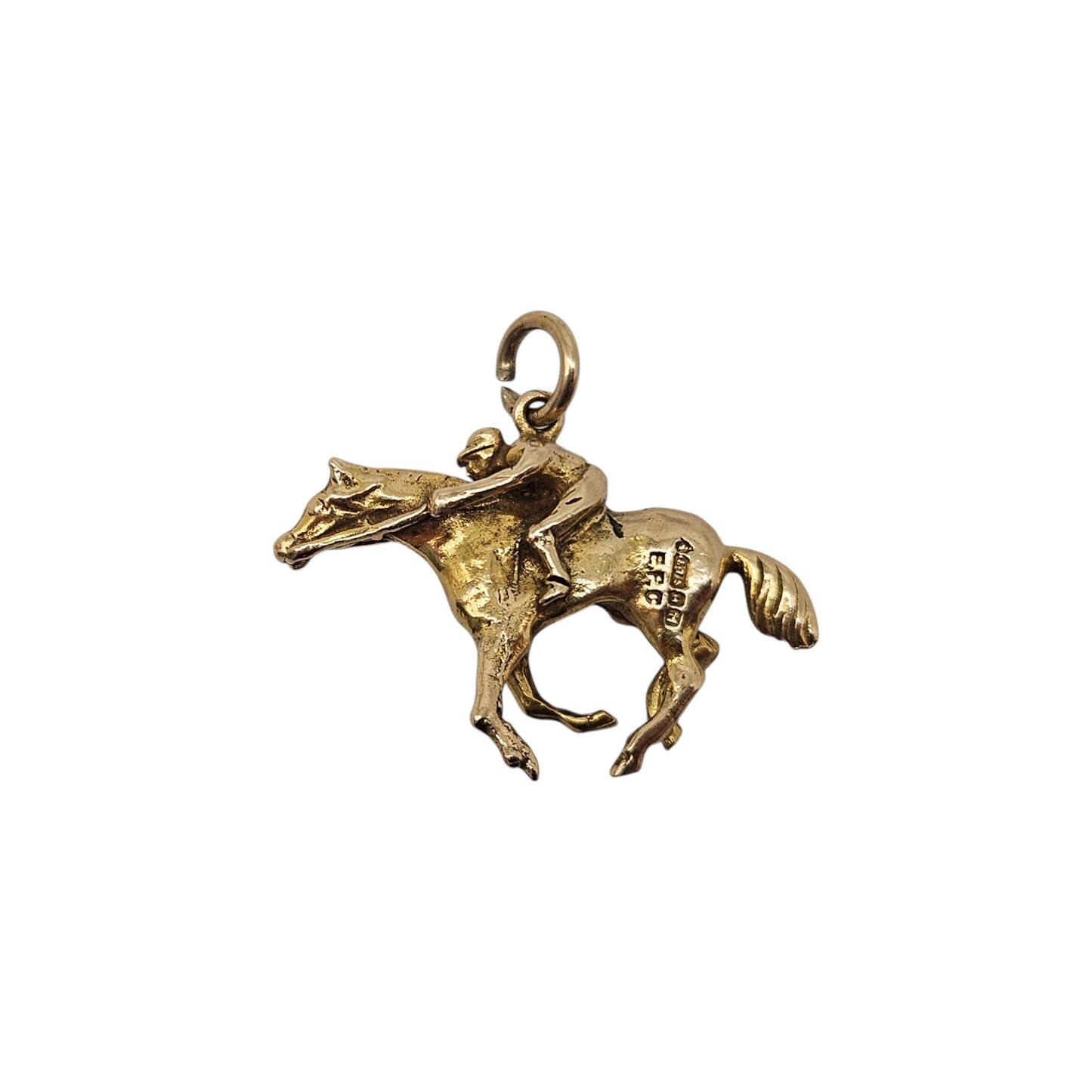 9ct 375 Yellow Gold Racing Horse Charm 1957 L 2.5 cm 4.3 g.