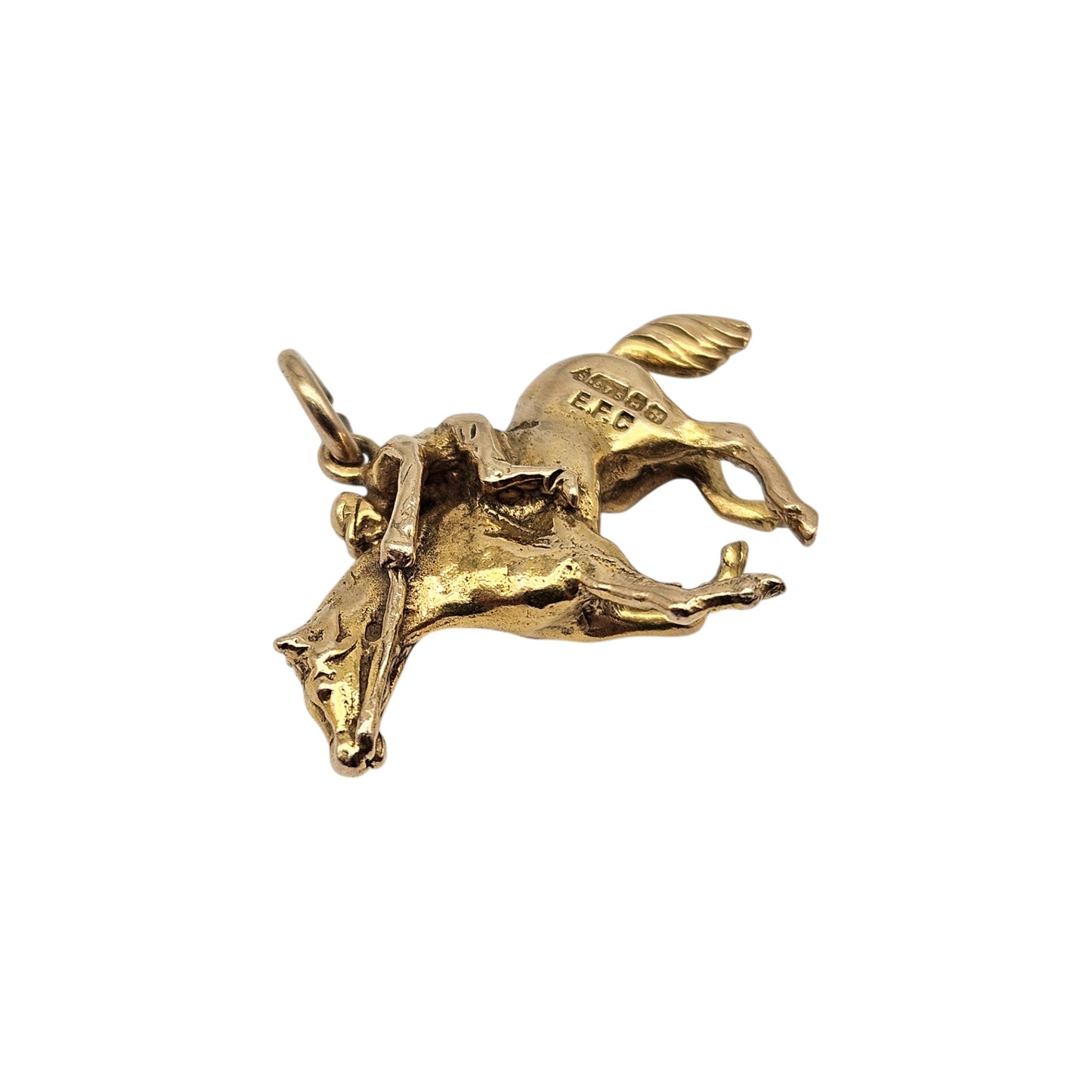 9ct 375 Yellow Gold Racing Horse Charm 1957 L 2.5 cm 4.3 g.