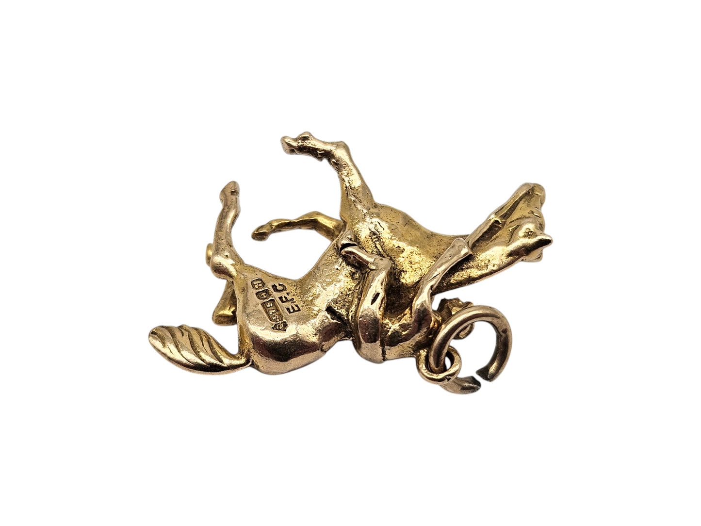 9ct 375 Yellow Gold Racing Horse Charm 1957 L 2.5 cm 4.3 g.
