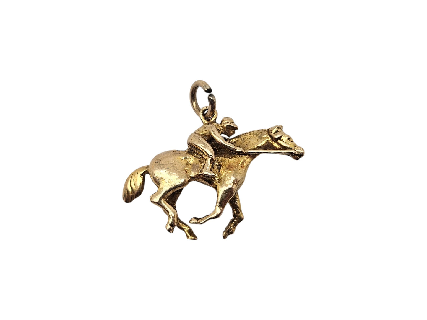 9ct 375 Yellow Gold Racing Horse Charm 1957 L 2.5 cm 4.3 g.