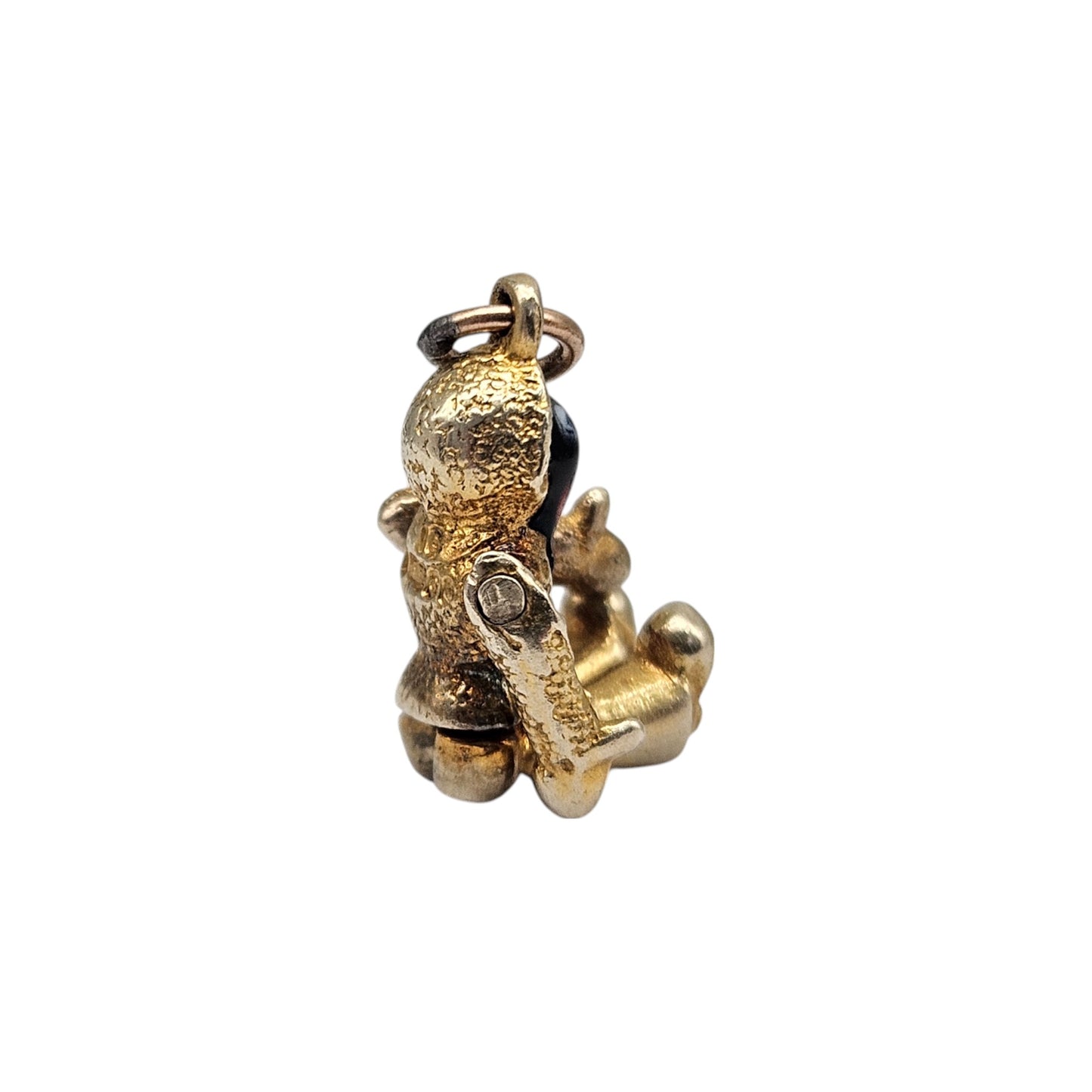 9ct 375 Yellow Gold & Enamel Articulated Rag Doll Charm 1949 L 1.2 cm 3.5 g.