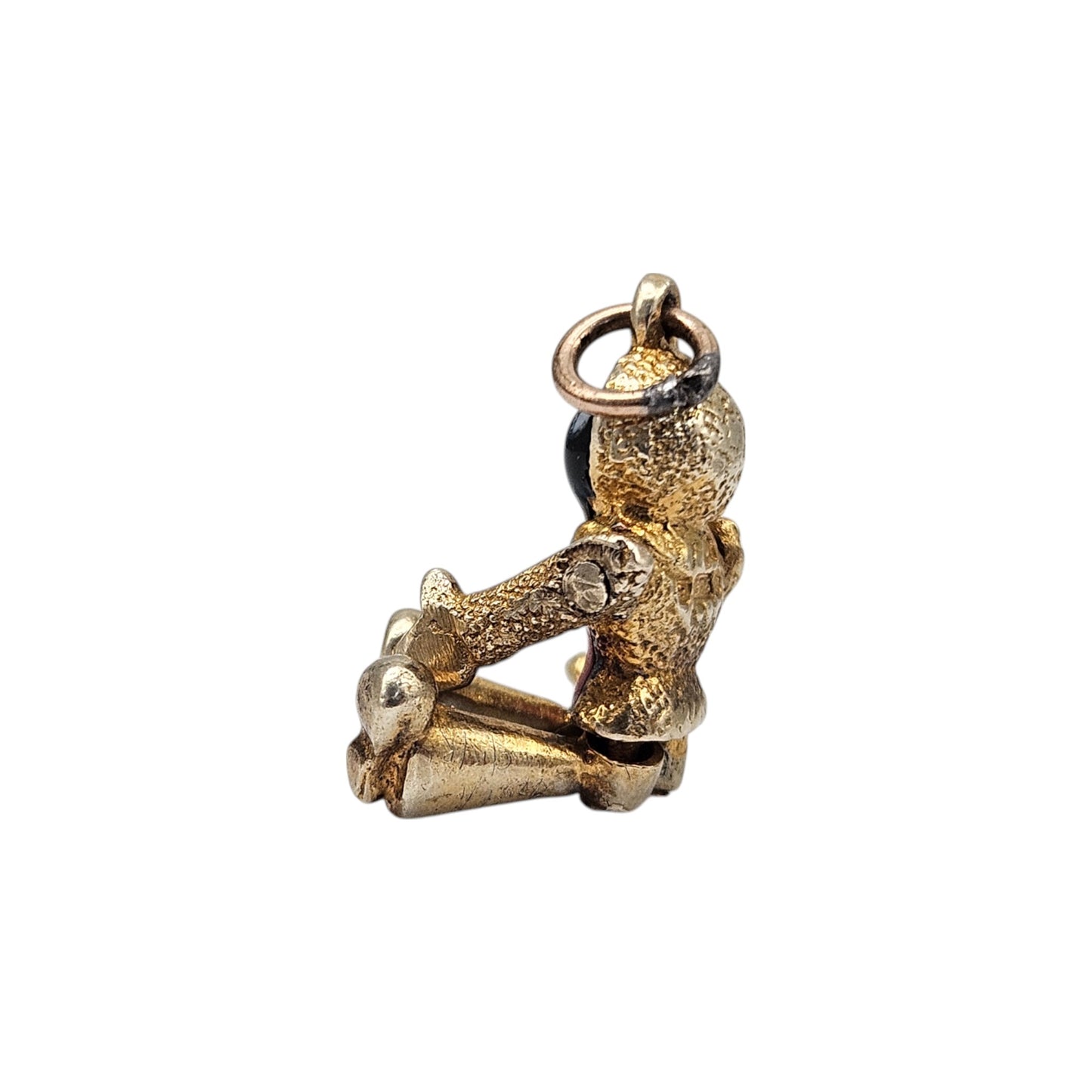 9ct 375 Yellow Gold & Enamel Articulated Rag Doll Charm 1949 L 1.2 cm 3.5 g.