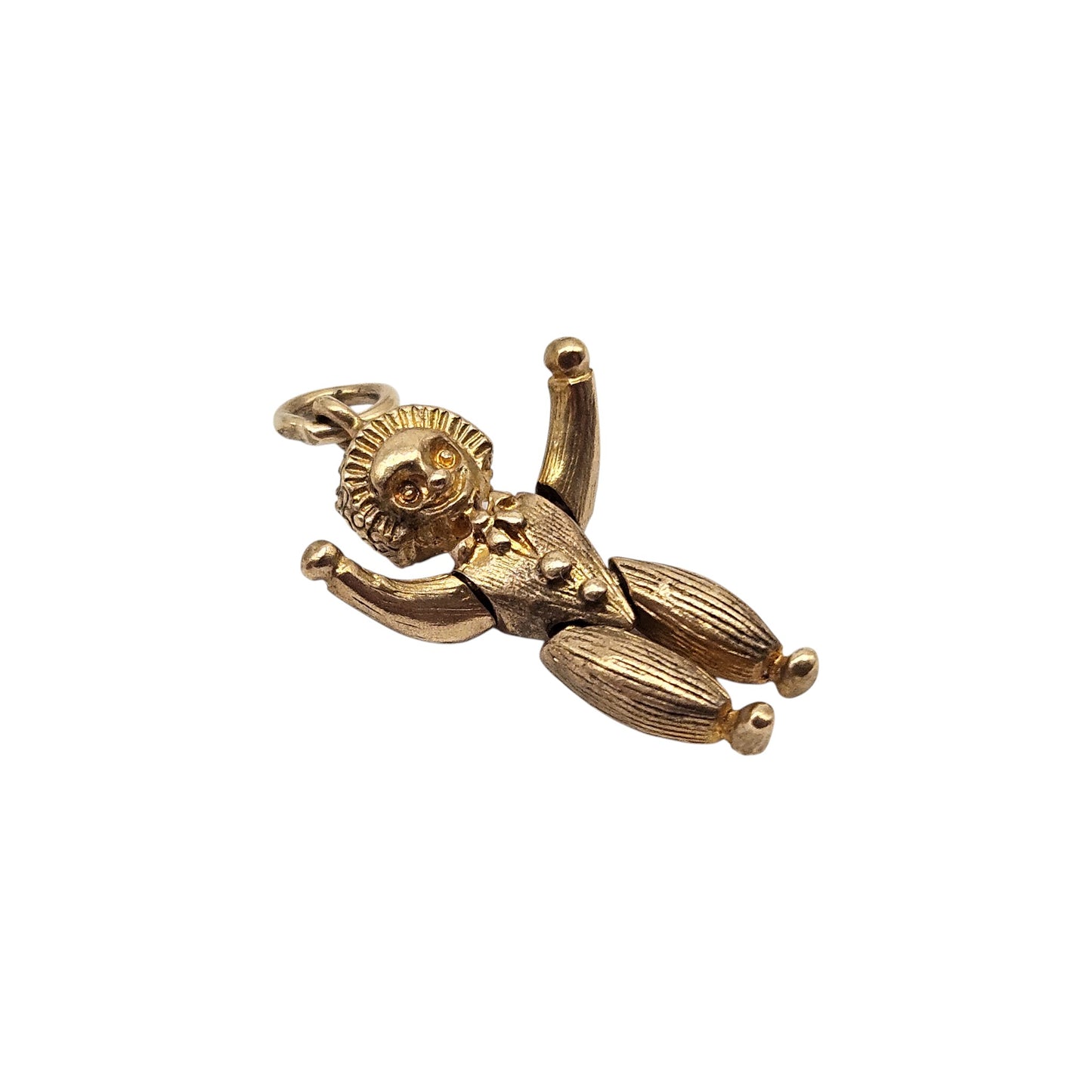 9ct 375 Yellow Gold Articulated Rag Doll Charm 1965 L 2.1 cm 4.1 g.