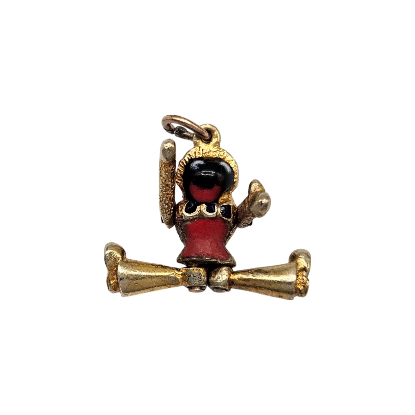 9ct 375 Yellow Gold & Enamel Articulated Rag Doll Charm 1949 L 1.2 cm 3.5 g.