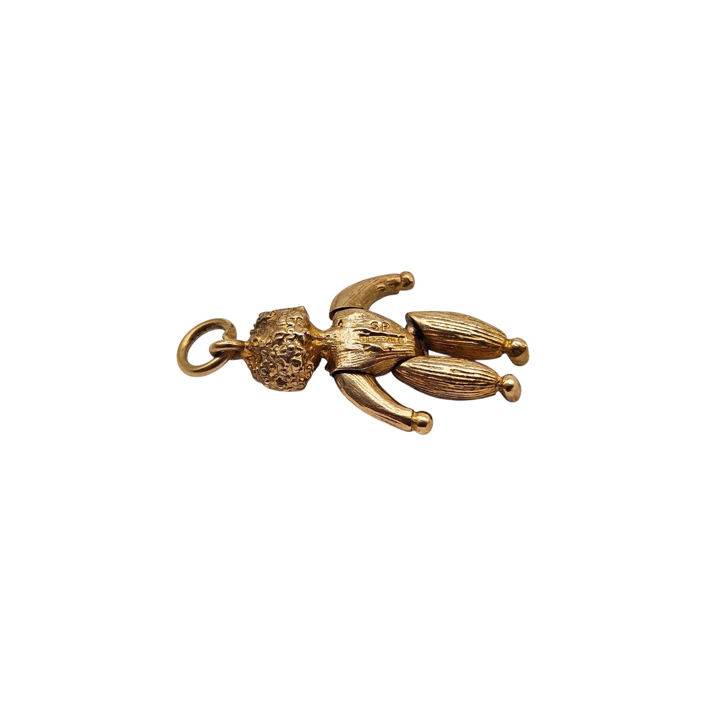 9ct 375 Yellow Gold Articulated Rag Doll Charm 1965 L 2.1 cm 4.1 g.