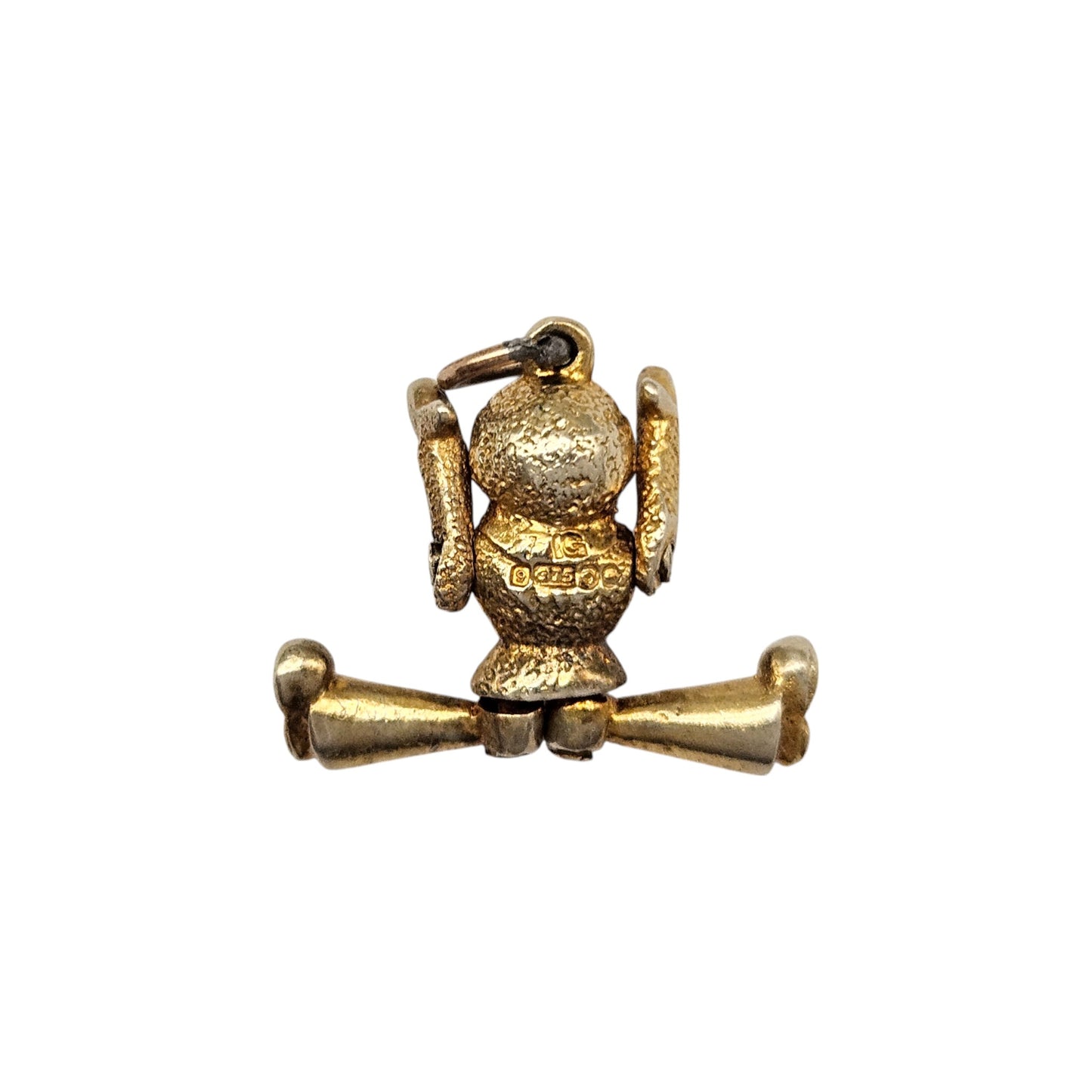 9ct 375 Yellow Gold & Enamel Articulated Rag Doll Charm 1949 L 1.2 cm 3.5 g.