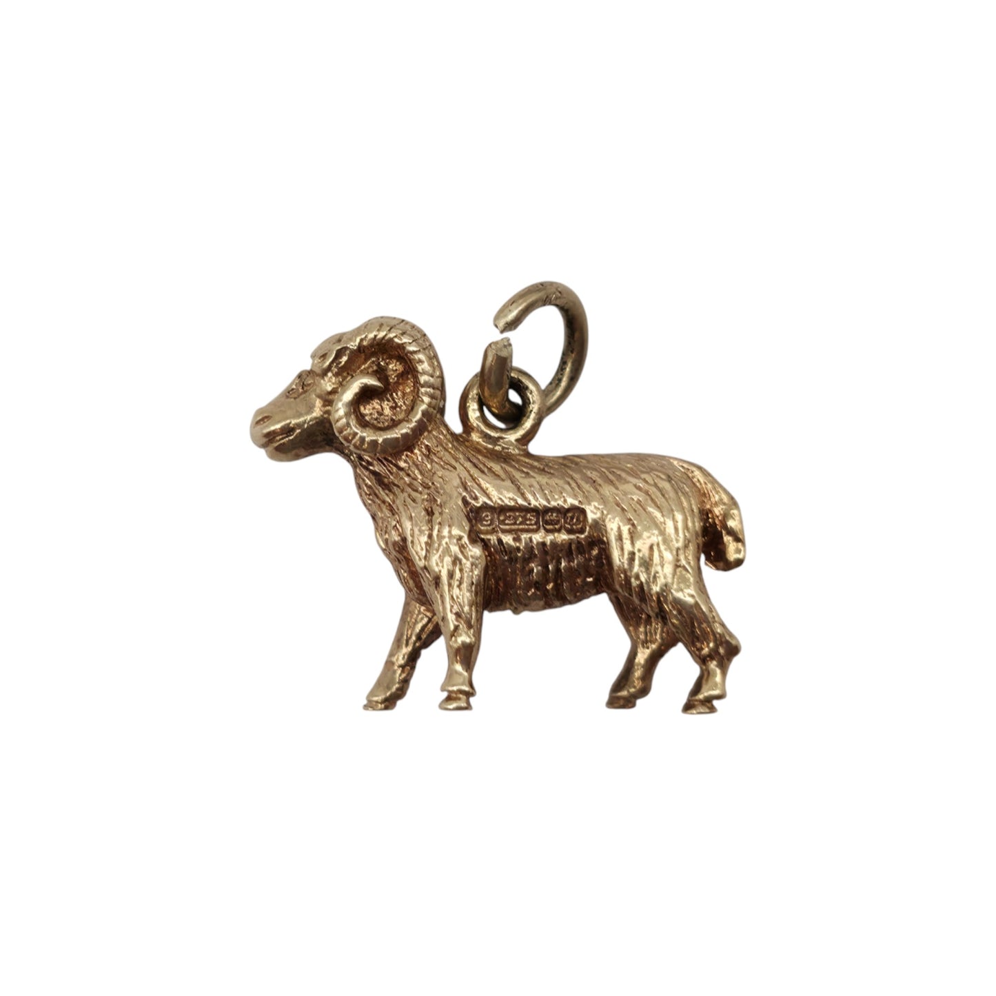 9ct 375 Yellow Gold Ram Charm 1969 L 1.7 cm 3.0 g.