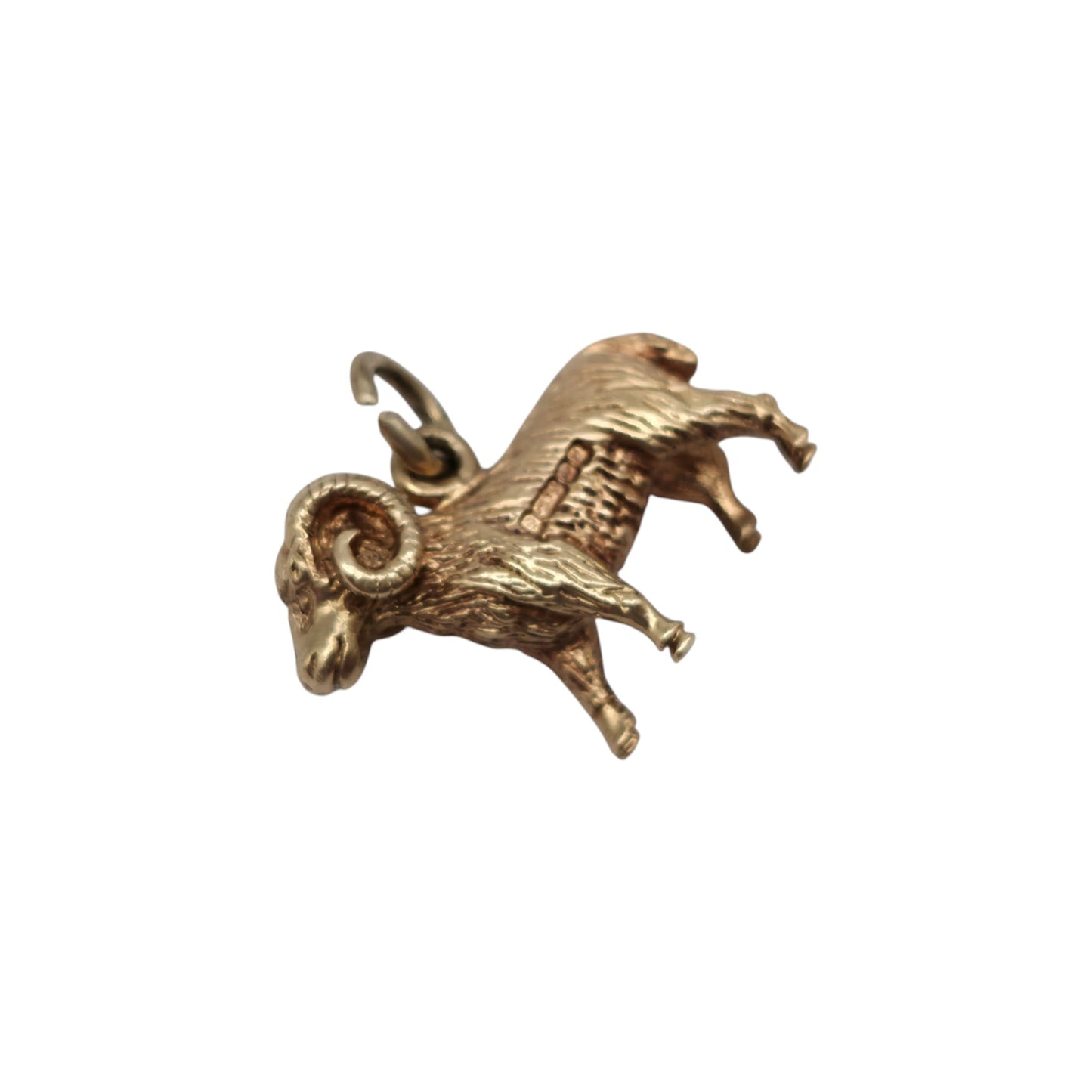 9ct 375 Yellow Gold Ram Charm 1969 L 1.7 cm 3.0 g.