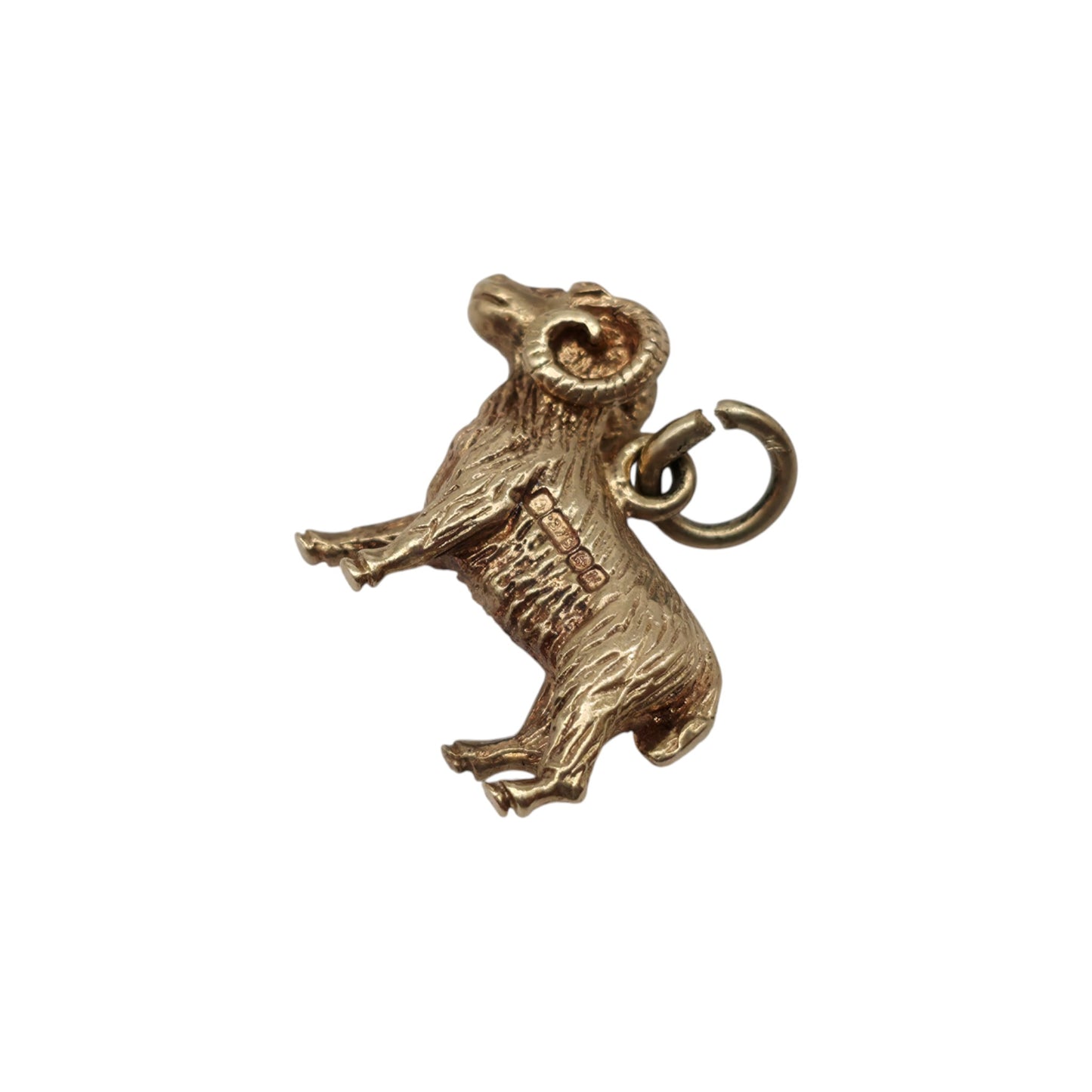 9ct 375 Yellow Gold Ram Charm 1969 L 1.7 cm 3.0 g.