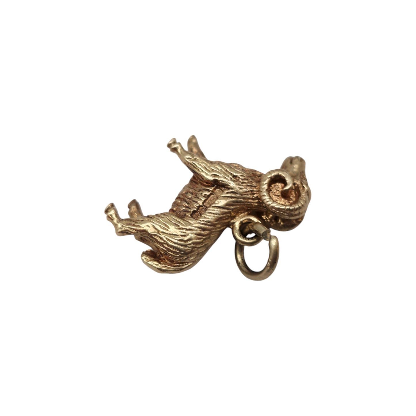 9ct 375 Yellow Gold Ram Charm 1969 L 1.7 cm 3.0 g.